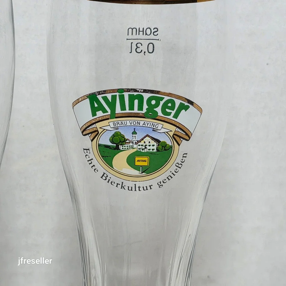 Ayinger Brau Von Aying Beer Glasses Set of 3 SAHM 0.3L Gold Rim German Barware